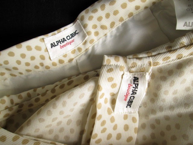  Alpha Cubic ALPHA CUBIC setup dot blouse culotte chiffon 36 ivory beige lady's 