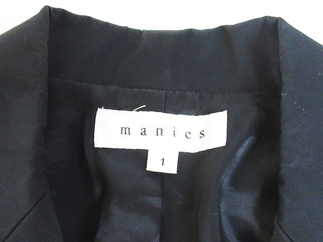 マニックス manics ジャケット 綿 テーラード 衿付き 黒 1 レディース_画像4