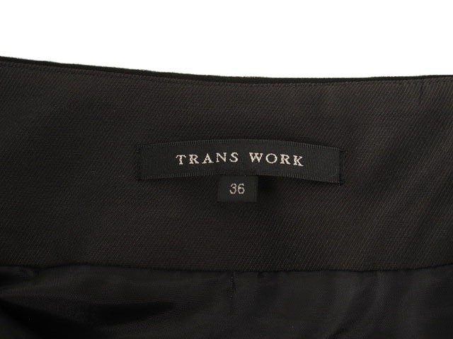 トランスワーク TRANS WORK スカート フレア ツイード ラメ ウール 36 黒 ベージュ レディース_画像5