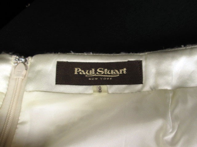 ポールスチュアート PAUL STUART スカート タイト ツイード テープ ラメ スリット 8 白 ベージュ レディース_画像5