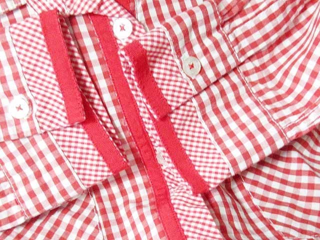  Tommy Hilfiger TOMMY HILFIGER shirt blouse tunic block check 7 minute sleeve cotton 100 red S lady's 