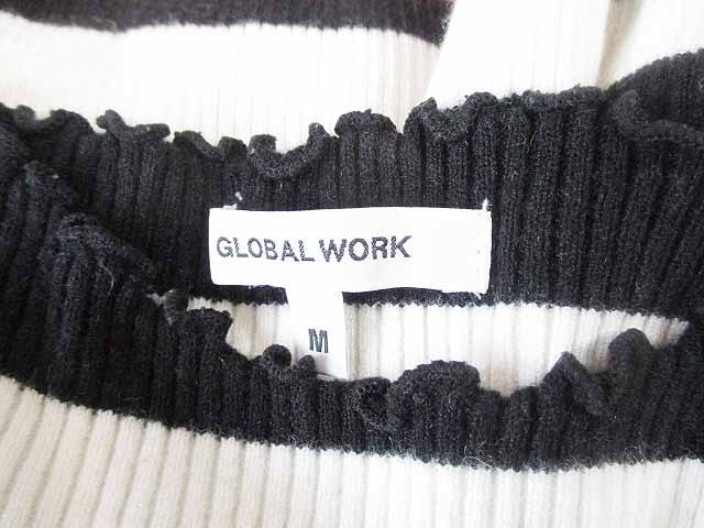 グローバルワーク GLOBAL WORK ニット カットソー リブニット 長袖 ウール ボーダー マルチカラー M レディース_画像7