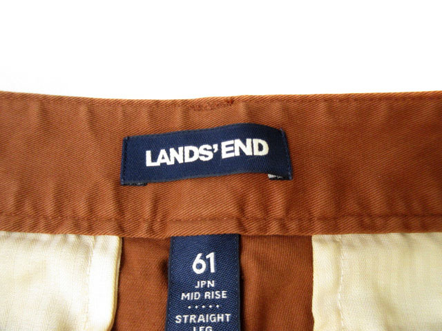 ランズエンド LANDS' END MID RISE パンツ ストレート ストレッチ ツイル コットン 61 茶 ブラウン レディース_画像5