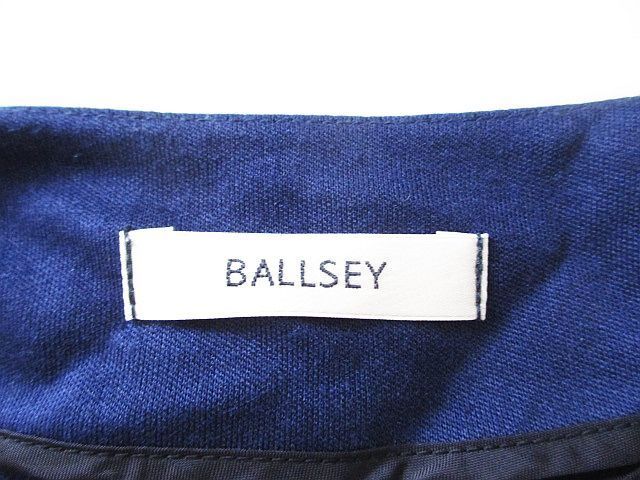 ボールジー BALLSEY トゥモローランド ボートネック 七分袖 無地 カットソー ネイビー 38 レディース_画像4