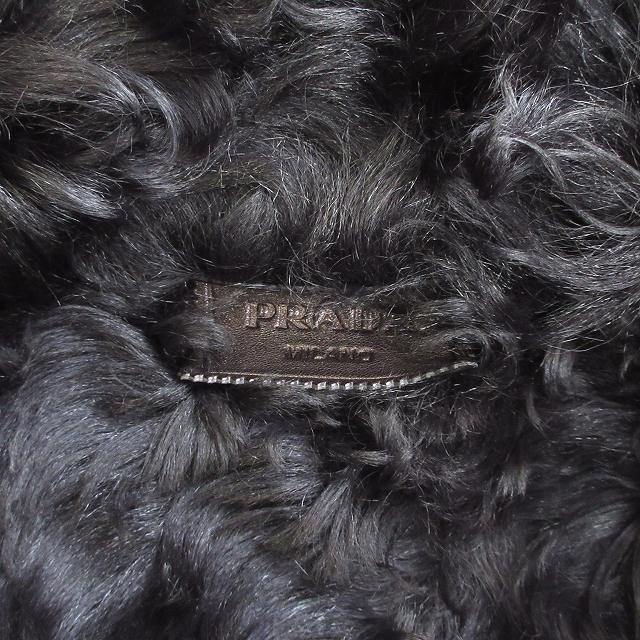 美品 プラダ PRADA オーバーダイ シープ ファー レザー ロング コート