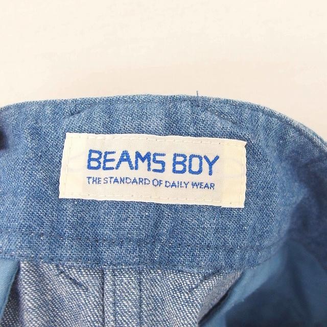 ビームスボーイ BEAMS BOY スカート 台形 ひざ丈 デニム ウォッシュ加工 サイドファスナー 0 紺 インディゴ /TT14 レディース_画像3