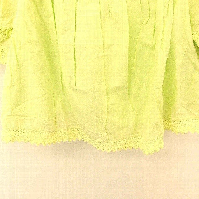 アングリッド UNGRID カットソー Tシャツ 綿 コットン ラグランスリーブ 半袖 F 黄緑 ライトグリーン /TT8 レディース_画像5