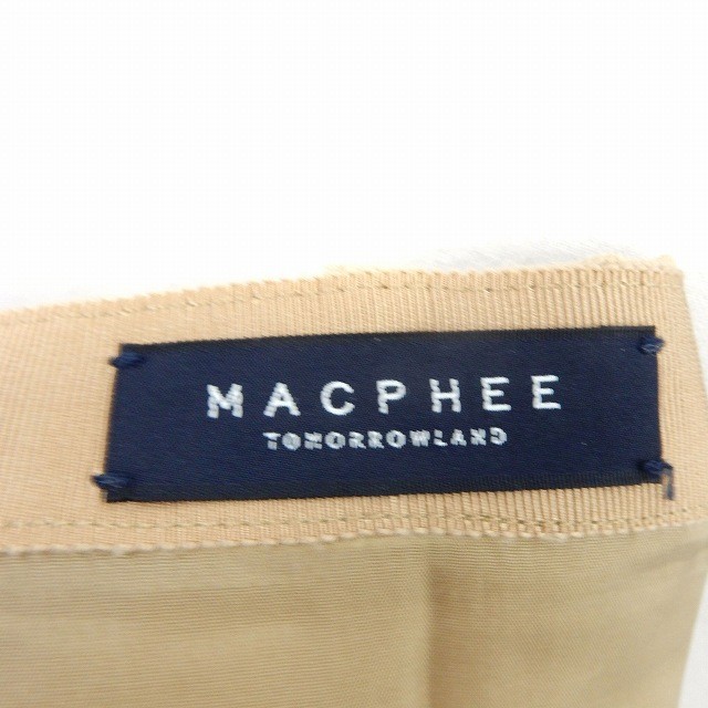 マカフィー MACPHEE トゥモローランド スカート 膝丈 タック フレア サイドジップ シンプル 38 ベージュ /ST9 レディース_画像3