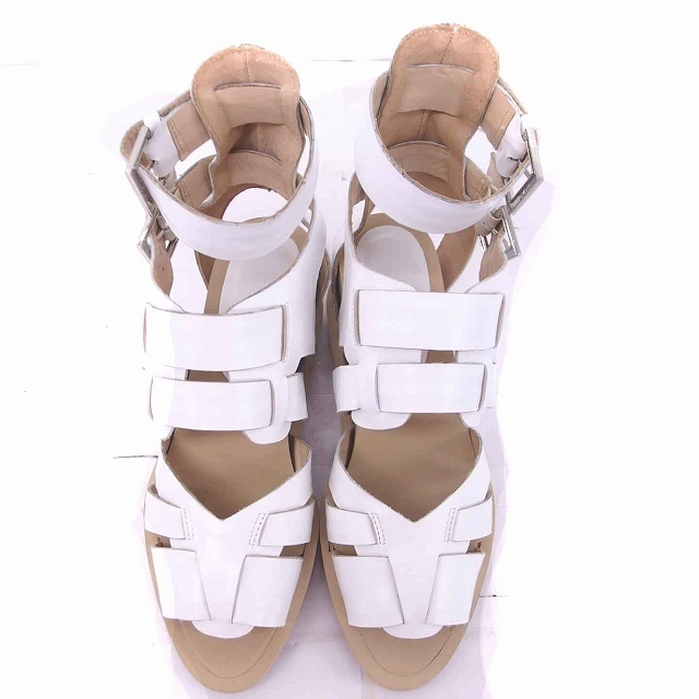  unused goods klaneCLANE tag attaching sandals gladiator leather cow leather 38 white /TT48 lady's 