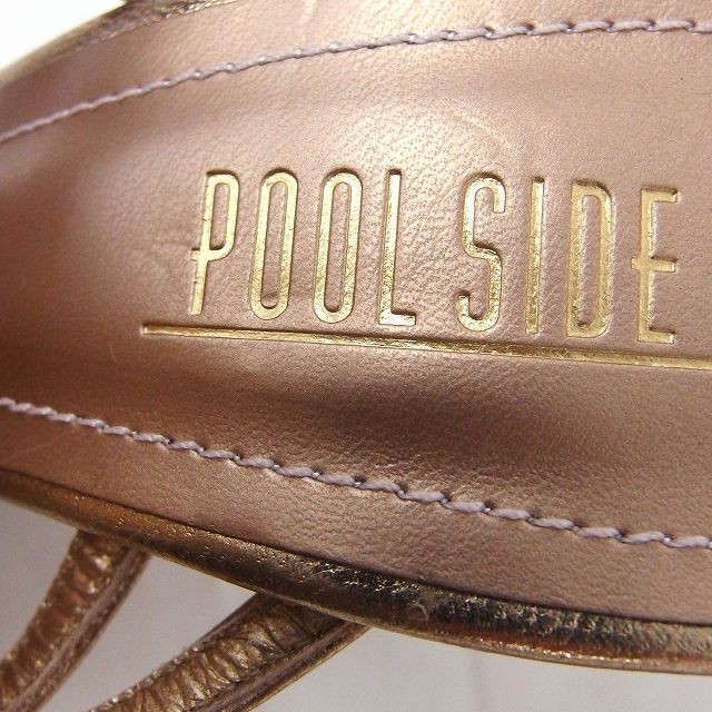  Pool Side POOLSIDE shoes shoes sandals biju- equipment ornament eko fur pin heel 22.5 Gold /FT24 lady's 
