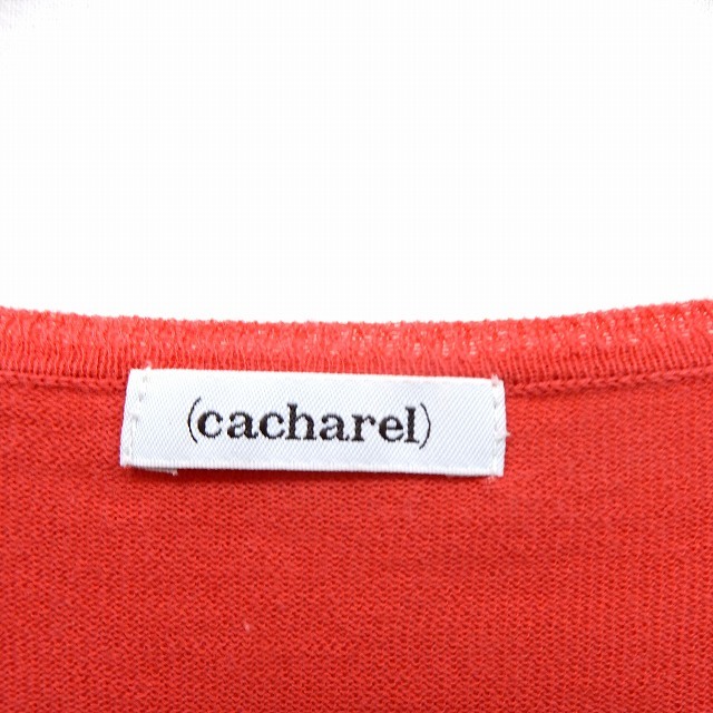 キャシャレル cacharel カットソー Tシャツ 半袖 Uネック シンプル 綿 コットン 1 レッド /ST39 レディース_画像3