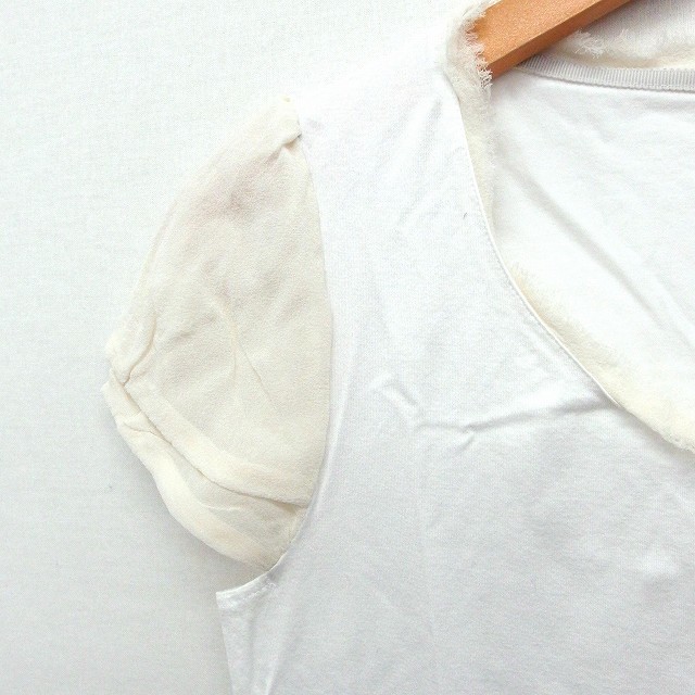 ボールジー BALLSEY トゥモローランド Tシャツ カットソー 切替部分シルク 丸首 半袖 綿 38 ホワイト 白 /FT16 レディース_画像5