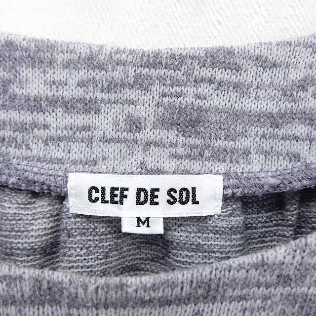 クレドソル CLEF DE SOL カットソー Tシャツ プルオーバー 半袖 リボン ミックス生地 M パープル /ST14 レディース_画像3