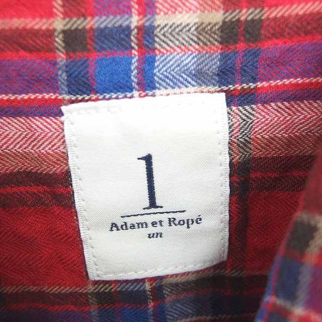 アダムエロペ Adam et Rope' シャツ ブラウス ステンカラー チェック 綿 コットン 長袖 36 赤 青 レッド ブルー /TT16 レディース_画像3