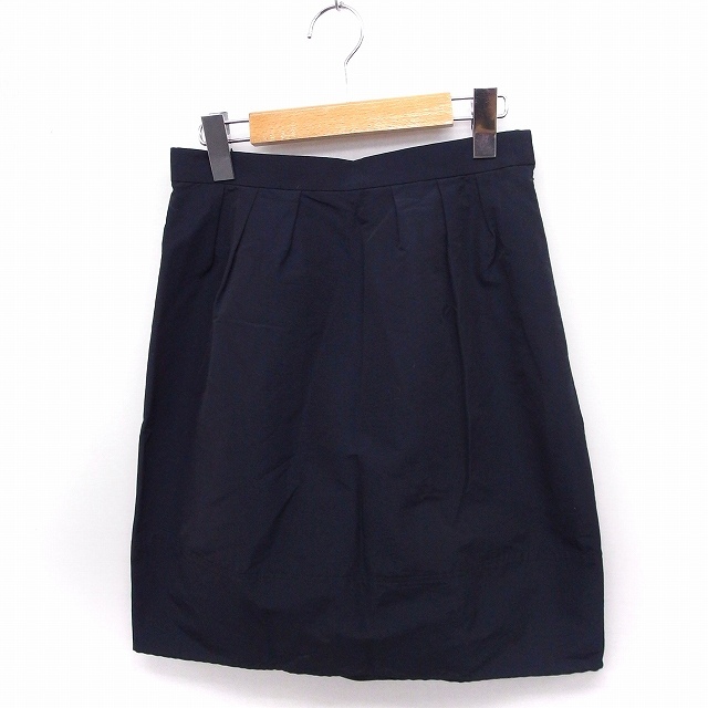 ストロベリーフィールズ STRAWBERRY-FIELDS スカート 台形 ひざ丈 無地 シンプル 綿 ネイビー 紺 /FT35 レディース_画像1