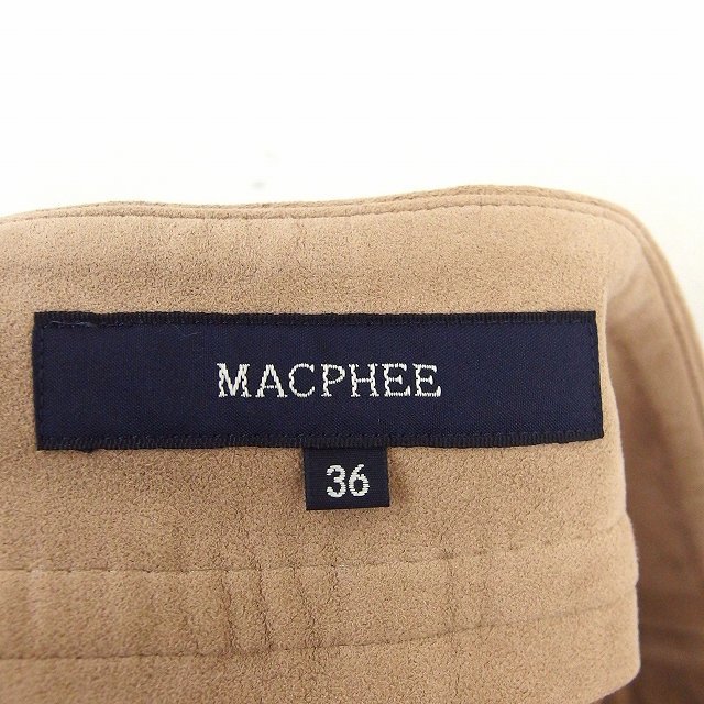 マカフィー MACPHEE トゥモローランド スカート 台形 膝丈 フロントポケット ジップフライ 36 茶 ブラウン /ST52 レディース_画像3