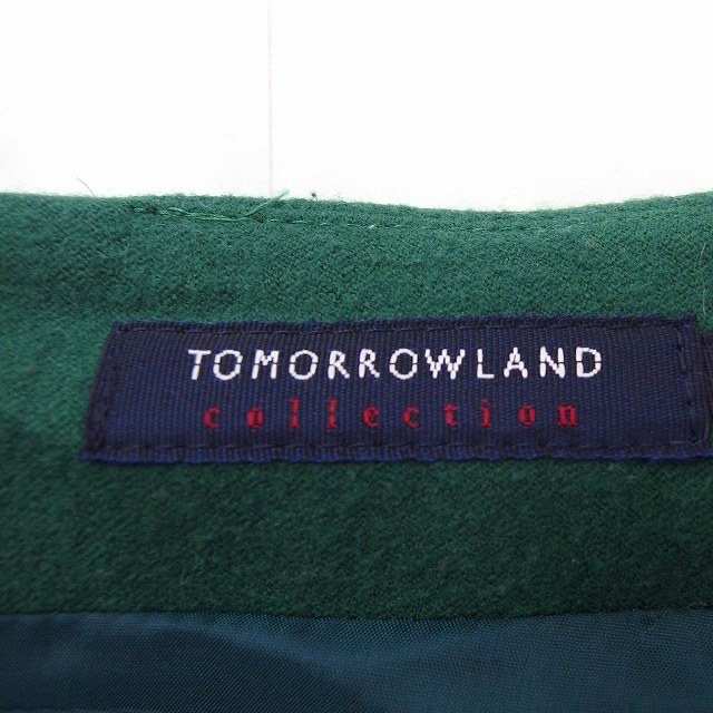 トゥモローランドコレクション TOMORROWLAND collection スカート 台形 ベルト ひざ丈 カシミヤ混 ウール 38 緑 /FT46 レディース_画像3