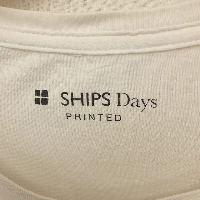 シップス SHIPS Tシャツ カットソー 丸首 英字 プリント 綿 コットン 半袖 S 白 ホワイト /TT26 レディース_画像3