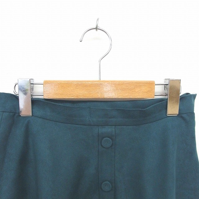 ミニマム MINIMUM スカート フレア ひざ丈 無地 シンプル 飾りボタン サイドジップ 2 緑 グリーン /TT20 レディース_画像4