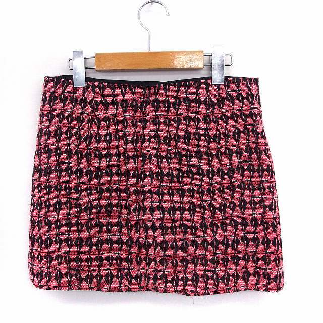 ma-juMaje skirt Mini tight total pattern back Zip 36 pink black /ST16 lady's 