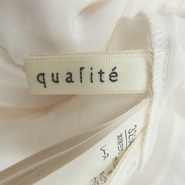 カリテ qualite カットソー Tシャツ ノースリーブ ボートネック 38 ホワイト /ST24 レディース_画像3