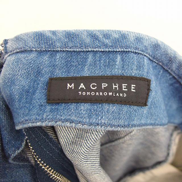  McAfee Tomorrowland юбка шт. форма Denim с хлопком колено длина стеганое полотно woshu обработка задний Zip 34 темно-синий индиго /TT6