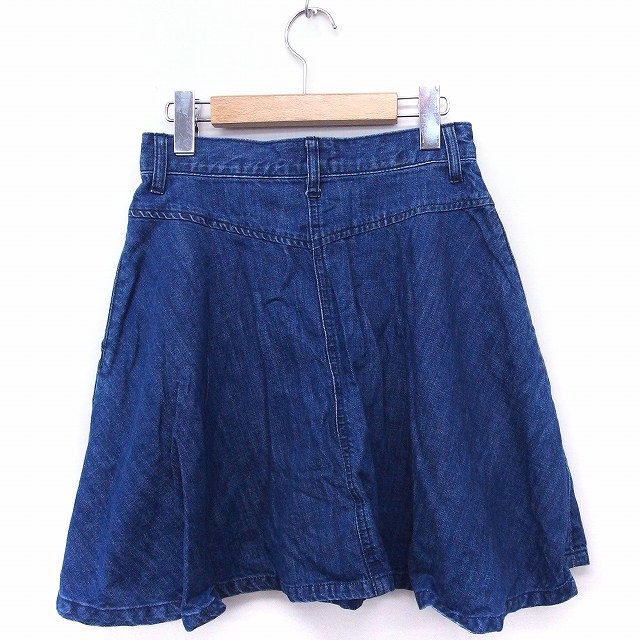 マウジー moussy スカート デニム フレア ミニ コットン 綿 2 ブルー 青 /FT6 レディース