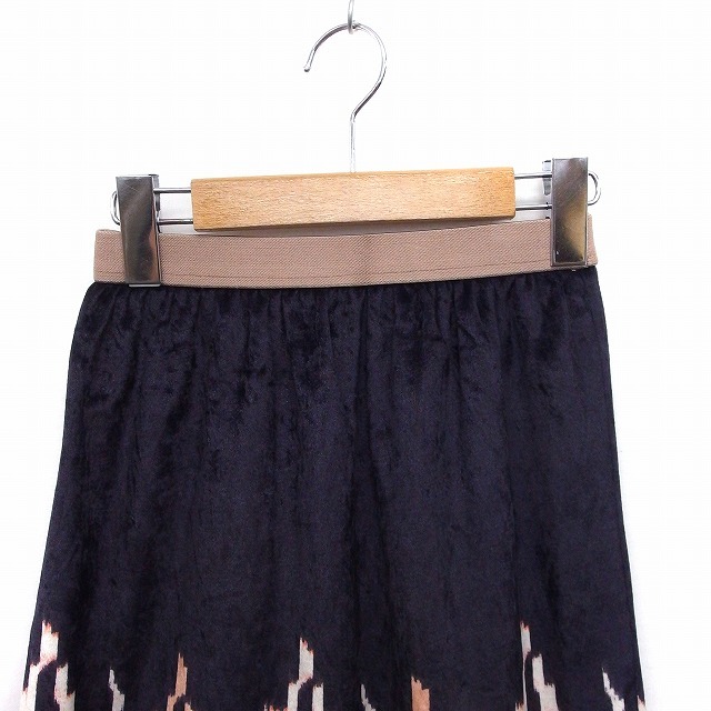  nitca nitca skirt total pattern knee height velour rubber F navy navy blue /FT9 lady's 