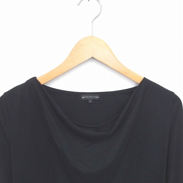  Buona Giornata BUONA GIORNATA tunic pull over ound-necked dore-p plain simple long sleeve S black black /TT28 lady's 