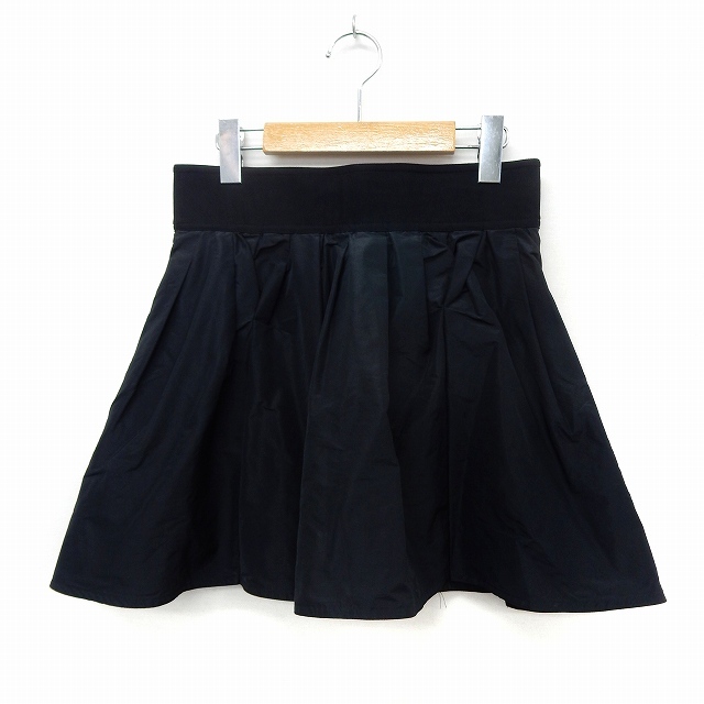 ドゥーズィエムクラス DEUXIEME CLASSE スカート ミニ フレア バックジップ シンプル 36 ブラック /ST10 レディース_画像1