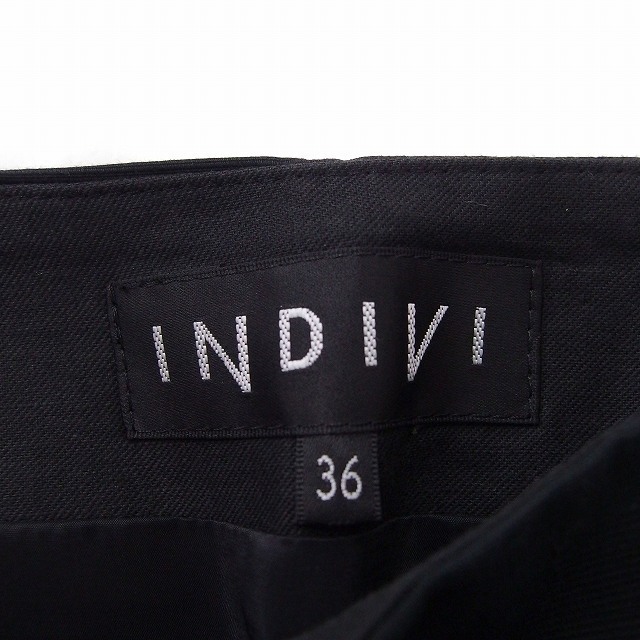 インディヴィ INDIVI スカート ティアード 台形 ミニ コットン 綿 36 ブラック 黒 /FT13 レディース_画像3