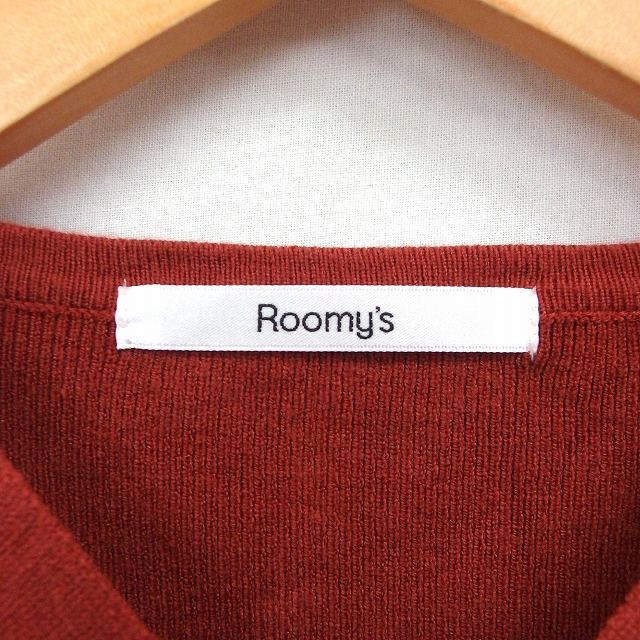 Roomy's ルーミィーズ ニット セーター 長袖 無地 シンプル Vネック F オレンジ /ST50 レディース_画像3
