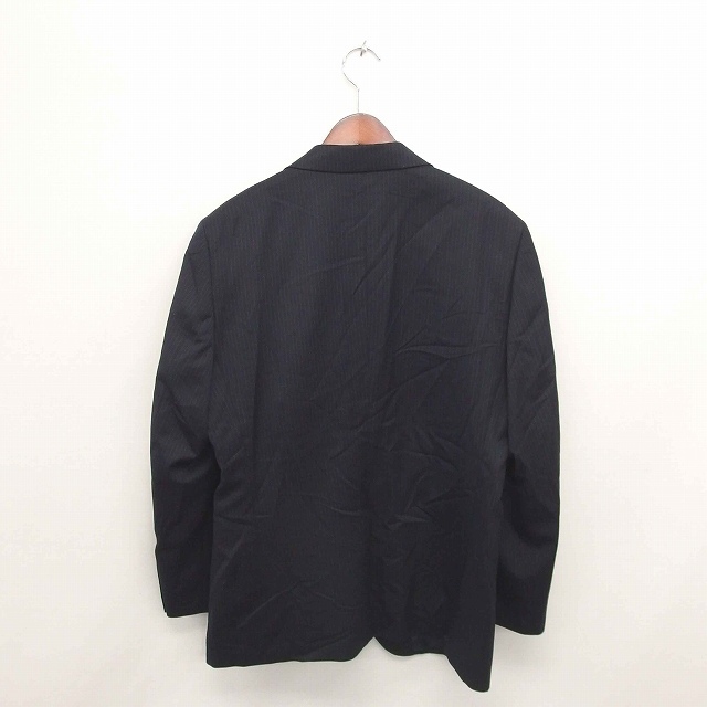 ノーブランド ジャケット アウター テーラード ストライプ 背抜き ウール混 長袖 98AB6 黒 白 ブラック ホワイト /TT2 メンズ_画像2