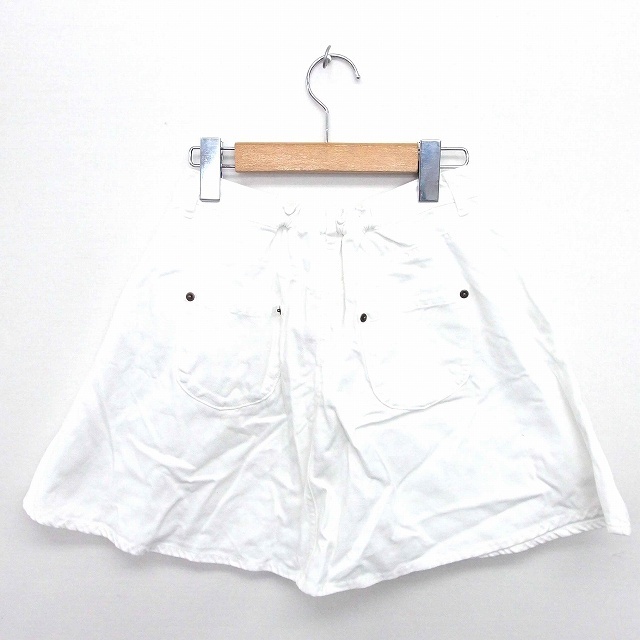  brownie BROWNY skirt pcs shape Mini Zip fly waist rubber plain simple L white white /TT35 lady's 