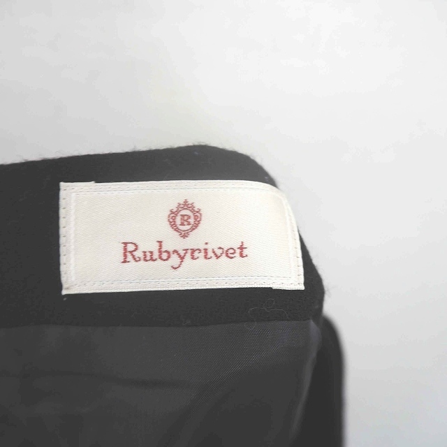 ルビーリベット Rubyrivet スカート 台形 ミニ バックジップ ウール 無地 シンプル 36 黒 ブラック /TT4 レディース_画像3