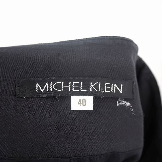 ミッシェルクラン MICHEL KLEIN スカート タイト 膝丈 サイドジップ ベロア シンプル 40 ブラック /ST39 レディース_画像3