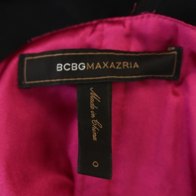 ビーシービージーマックスアズリア BCBGMAXAZRIA ドレス ワンピース キャミ ミニ タイト リボン 0 黒 ピンク /HS レディース_画像8