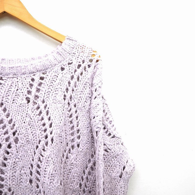  Heather Heather вязаный свитер ребра круглый вырез длинный рукав шерсть .F light purple незначительный фиолетовый /MT25 женский 