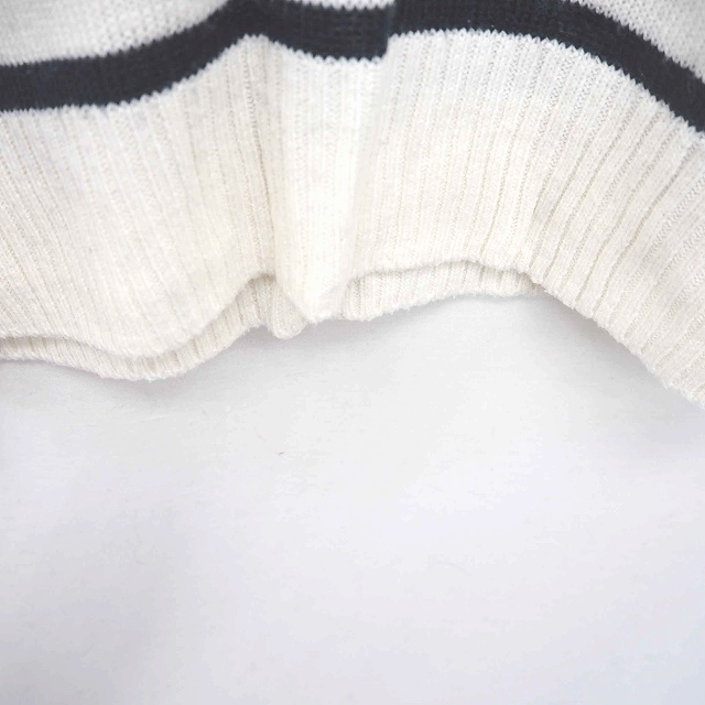  E hyphen world gallery E HYPHEN WORLD GALLERY knitted sweater V neck border long sleeve F ivory navy dark blue /TT29