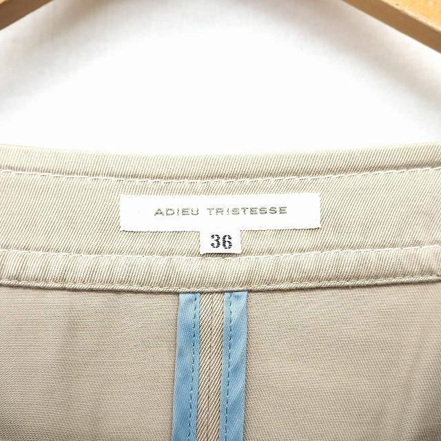  Adieu Tristesse ADIEU TRISTESSE shirt jacket ribbon cord ound-necked 7 minute sleeve cotton cotton 36 beige black black /MT2