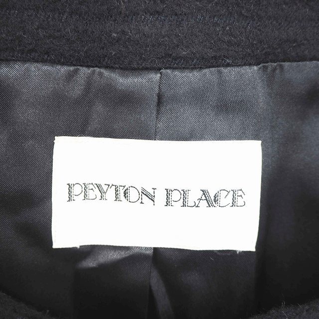 ペイトンプレイス PEYTON PLACE ジャケット アウター ノーカラー 総裏地 無地 ウール混 七分袖 M 黒 ブラック /TT19 レディース_画像3