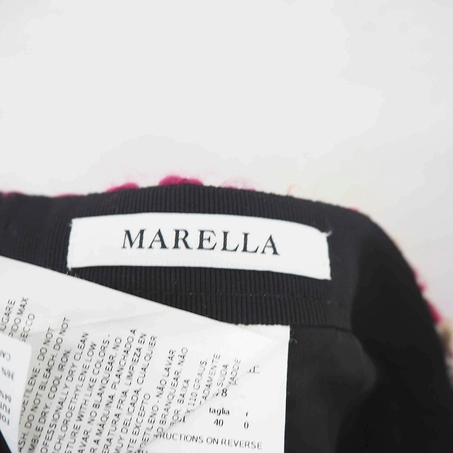マレーラ MARELLA スカート タイト ニット ひざ丈 チェック バックジップ ウール混 40 ショッキングピンク ベージュ 薄茶 /TT6_画像3