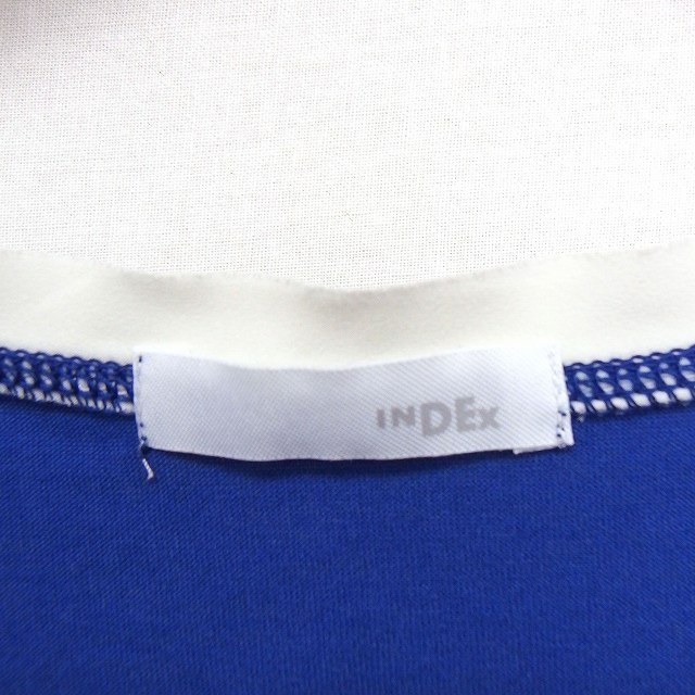 インデックス INDEX Tシャツ カットソー Uネック 半袖 ネックライン S ブルー 青 /FT24 レディース_画像3