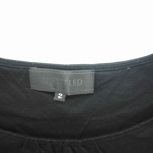アンタイトル UNTITLED カットソー Tシャツ ボートネック シフォン チュール 半袖 2 黒 ブラック /TT23 レディース_画像3