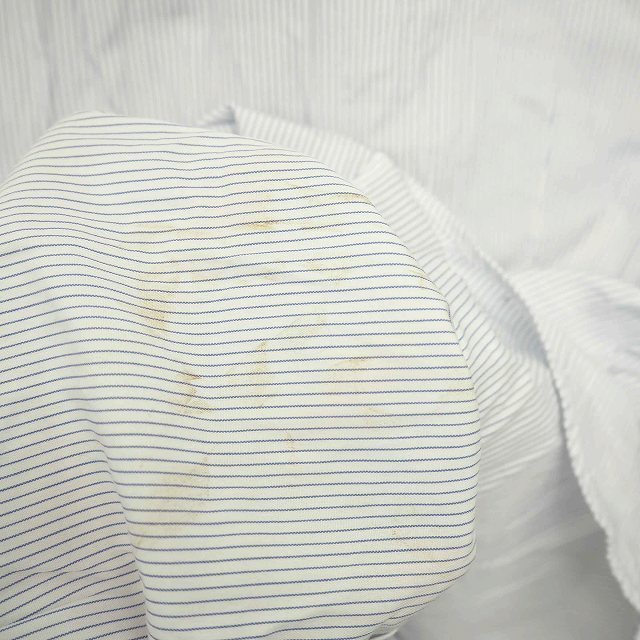 イネド INED シャツ ブラウス ストライプ 綿 コットン 七分袖 2 ホワイト ブルー 白 青 /TT36 レディース_画像5