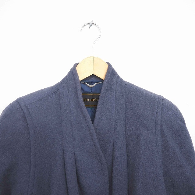 ALTO CAPPOTTO コート アウター ノーカラー 膝下丈 肩パッド ウール 9R 紫 パープル /TT34 レディース_画像4