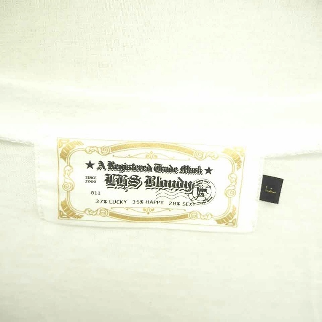 ブロンディー blondy BBS Tシャツ カットソー Vネック 英字 プリント 半袖 F 白 黒 ホワイト ブラック /TT23 レディース_画像3