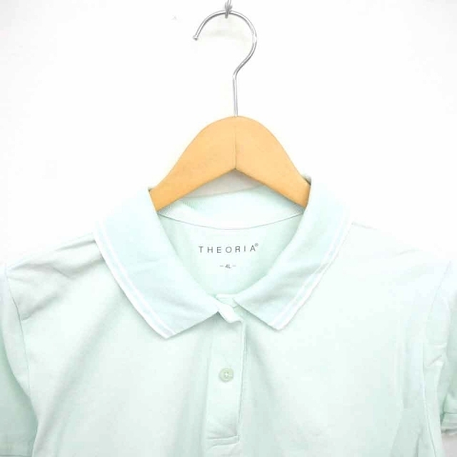 セオリア THEORIA シャツ ポロシャツ ステンカラー 無地 シンプル 半袖 4L 薄緑 ミントグリーン /TT41 レディース_画像4