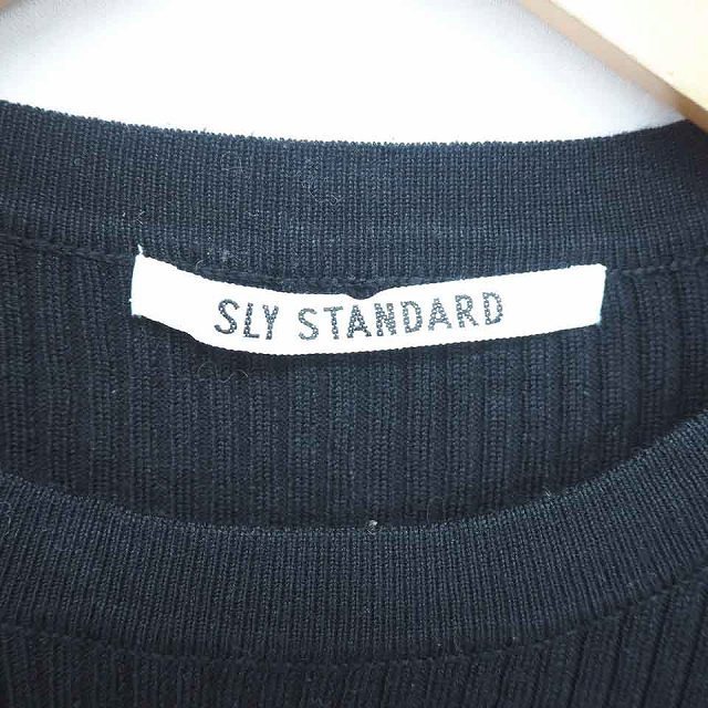 スライ SLY STANDARD ニット セーター 丸首 無地 シンプル 長袖 1 黒 ブラック /TT16 レディース_画像3
