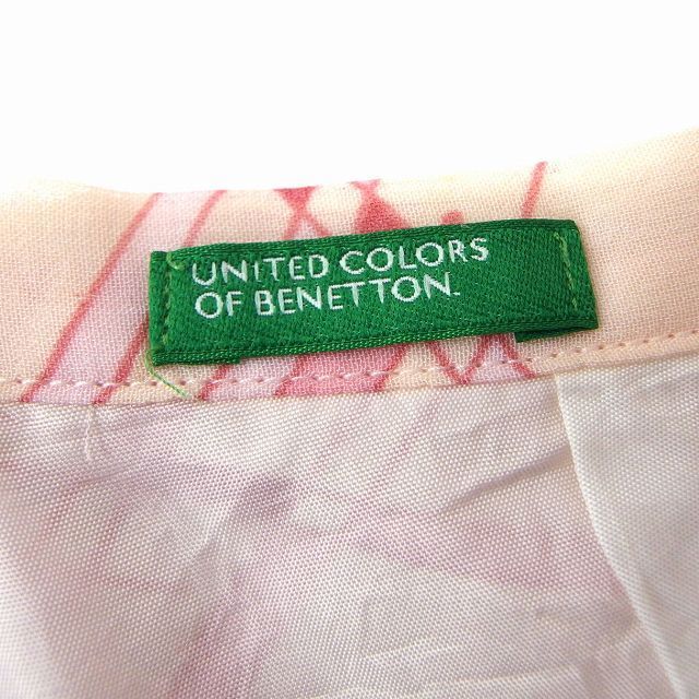 ユナイテッド・カラーズ・オブ・ベネトン UNITED COLORS OF BENETTON スカート 台形 総柄 ミニ 薄手 40 ピンク /FT14 レディース_画像3